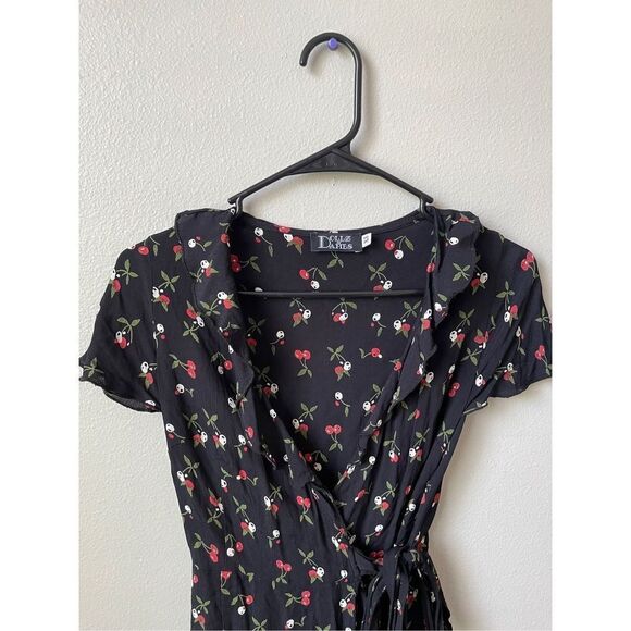 Dollz & Dames Cherry Lightweight Wrap Summer Nights Black Mini Dress Size XS - Picture 6 of 11